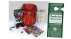  The image shows us 1 state park pass hang tag for the rear view mirror. 1 set of binoculars, several nature and park guides along with the backpack in which everything is delivered when Check Out.